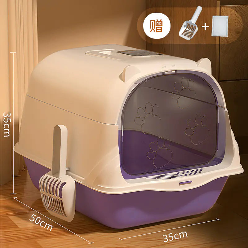 Large Enclosed Cat Litter Box with Door for Pets
