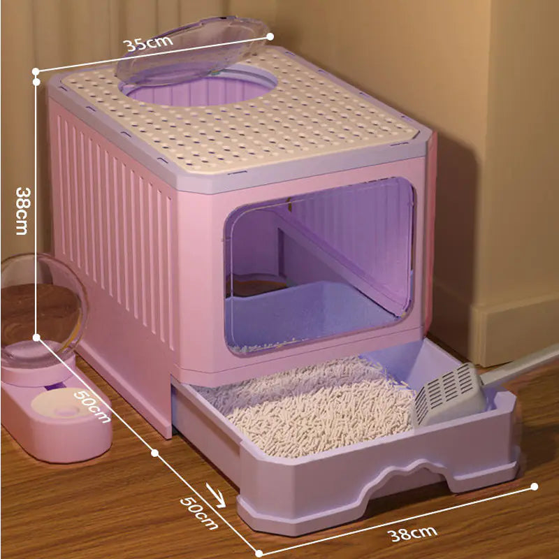 Large Enclosed Cat Litter Box with Door for Pets