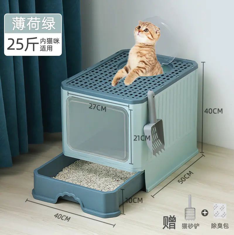 Large Enclosed Cat Litter Box with Door for Pets