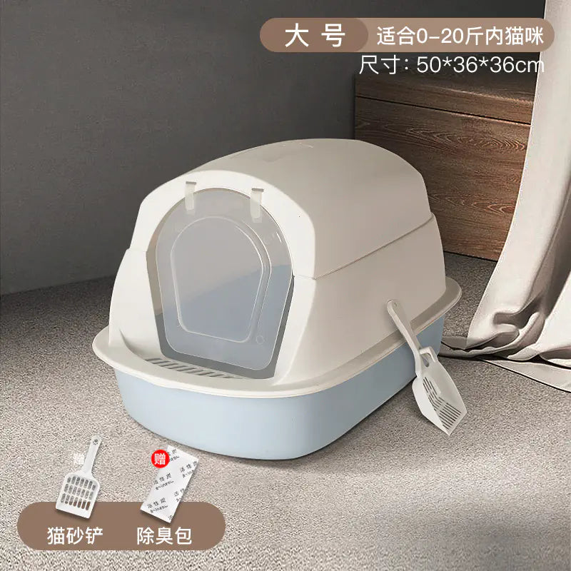 Large Enclosed Cat Litter Box with Door for Pets