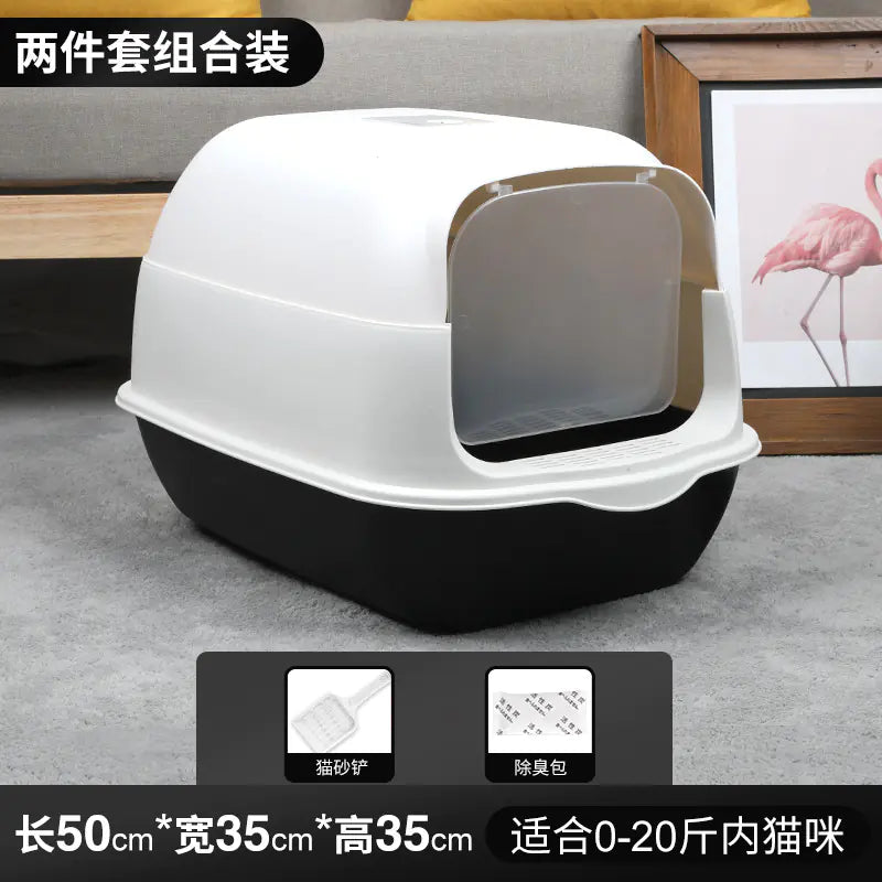 Large Enclosed Cat Litter Box with Door for Pets
