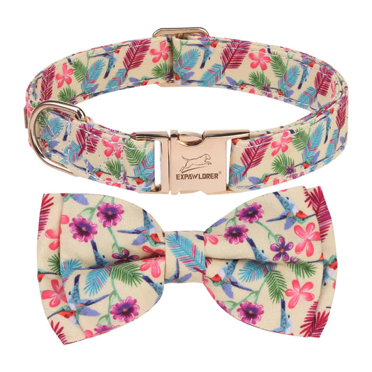 EXPAWLORER Floral Dog Collar with Bow