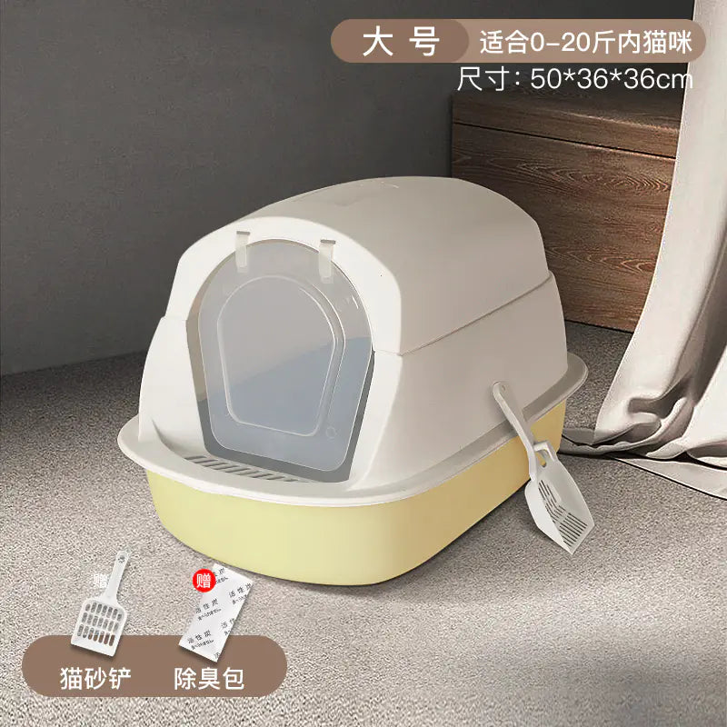 Large Enclosed Cat Litter Box with Door for Pets