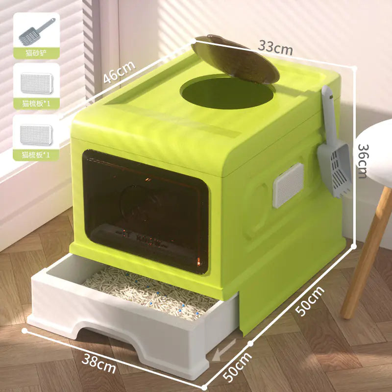 Large Enclosed Cat Litter Box with Door for Pets
