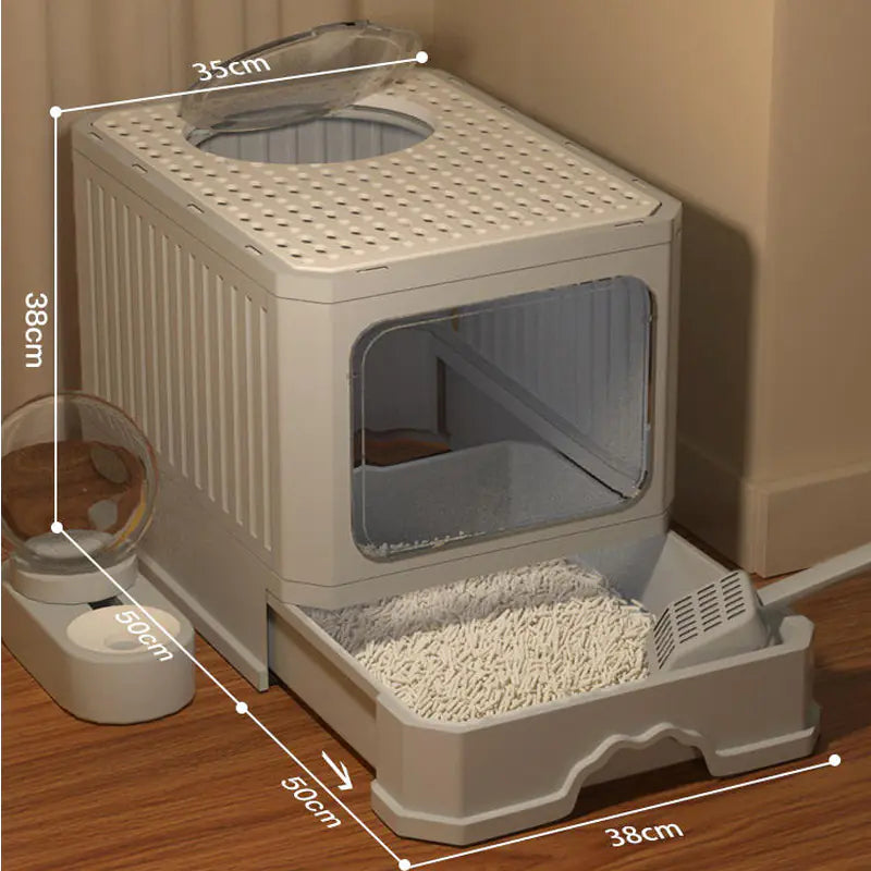 Large Enclosed Cat Litter Box with Door for Pets