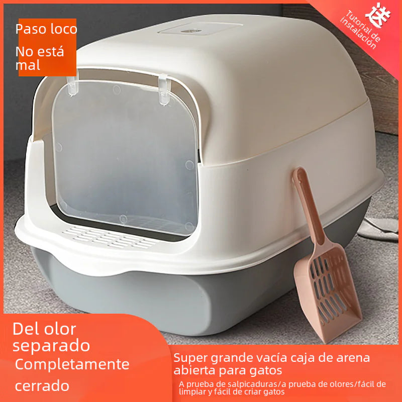 Large Enclosed Cat Litter Box with Door for Pets