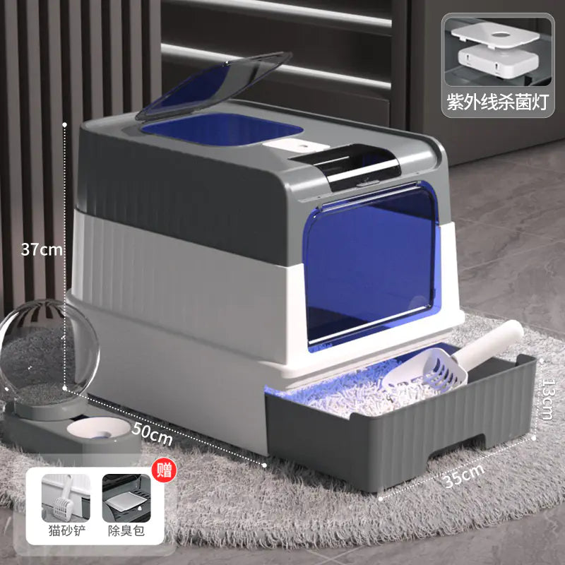 Large Enclosed Cat Litter Box with Door for Pets