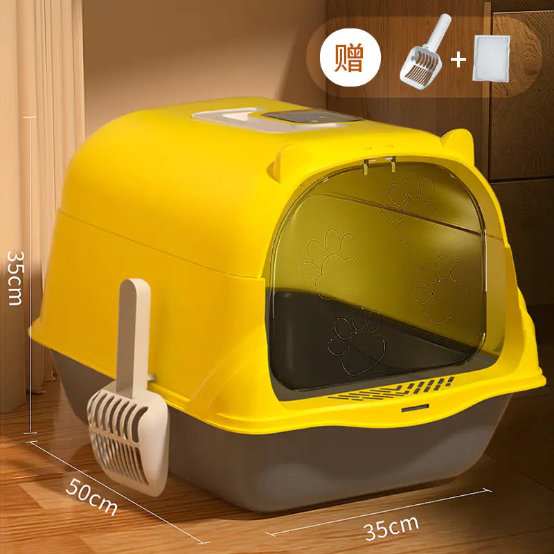 Large Enclosed Cat Litter Box with Door for Pets