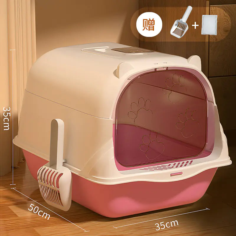 Large Enclosed Cat Litter Box with Door for Pets