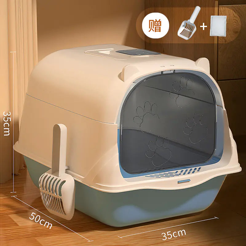 Large Enclosed Cat Litter Box with Door for Pets