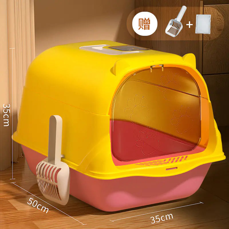 Large Enclosed Cat Litter Box with Door for Pets