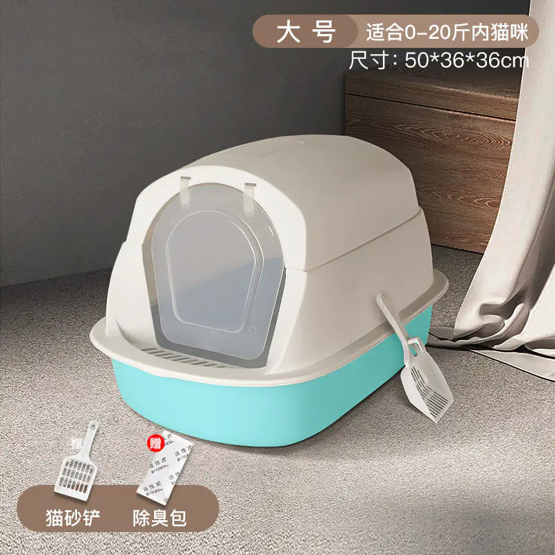 Large Enclosed Cat Litter Box with Door for Pets