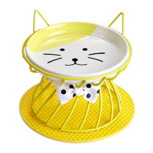Elevated Cat Bowls with Non Slip Metal Stand- Dishwasher Safe