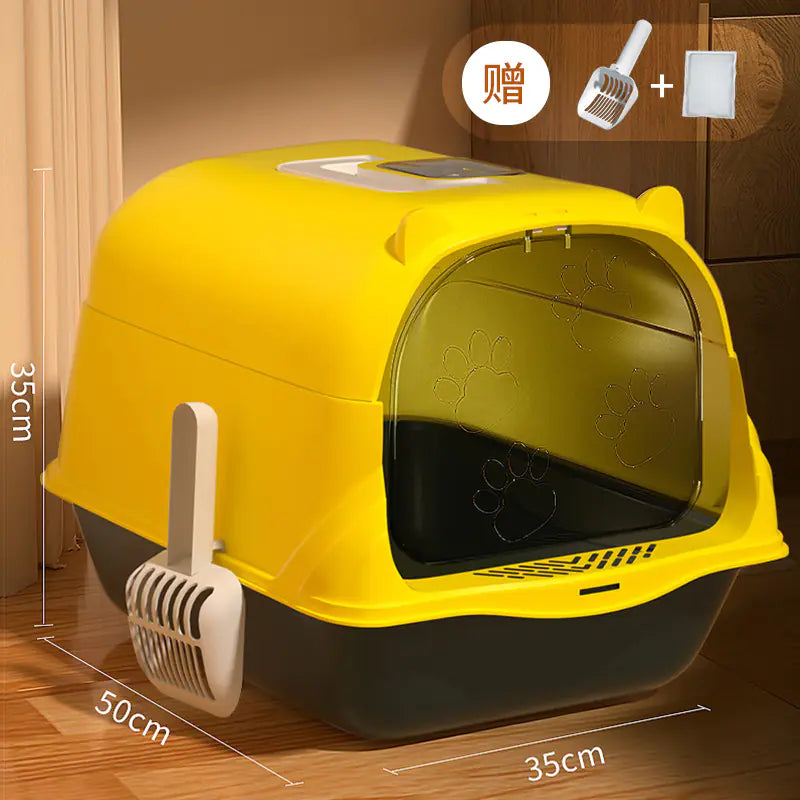 Large Enclosed Cat Litter Box with Door for Pets