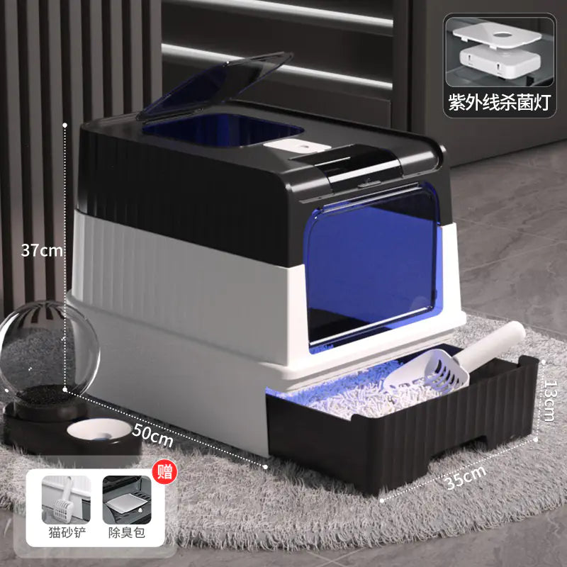 Large Enclosed Cat Litter Box with Door for Pets
