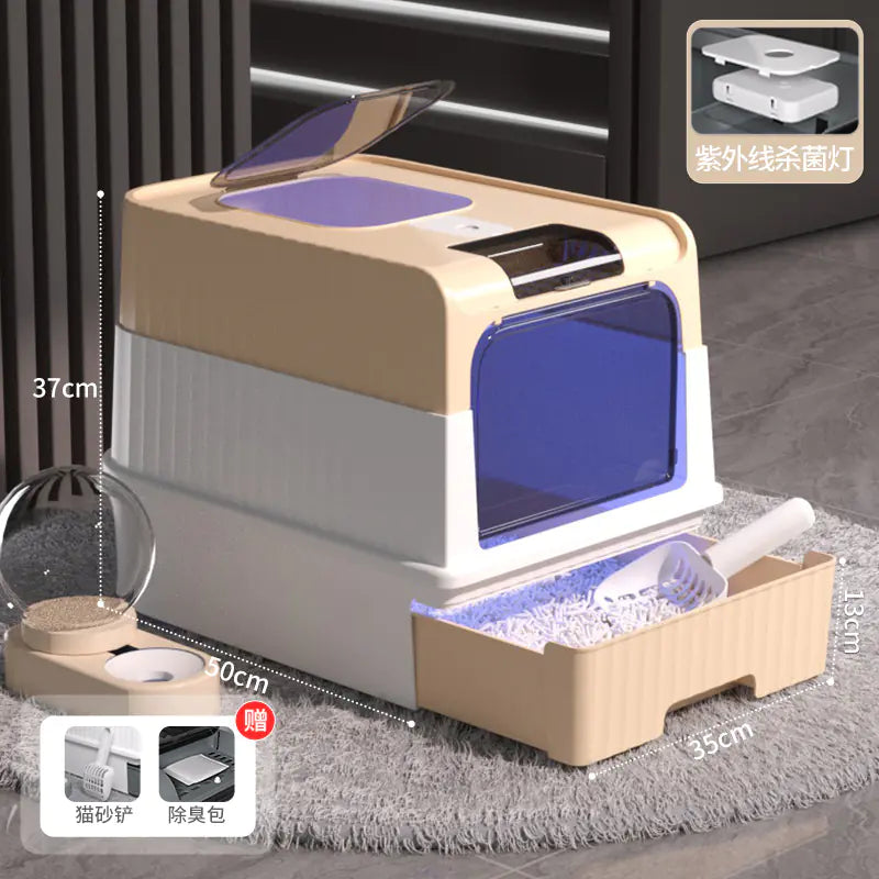 Large Enclosed Cat Litter Box with Door for Pets