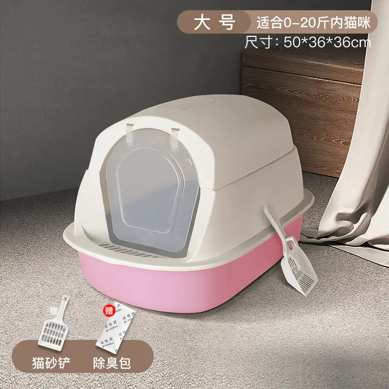 Large Enclosed Cat Litter Box with Door for Pets