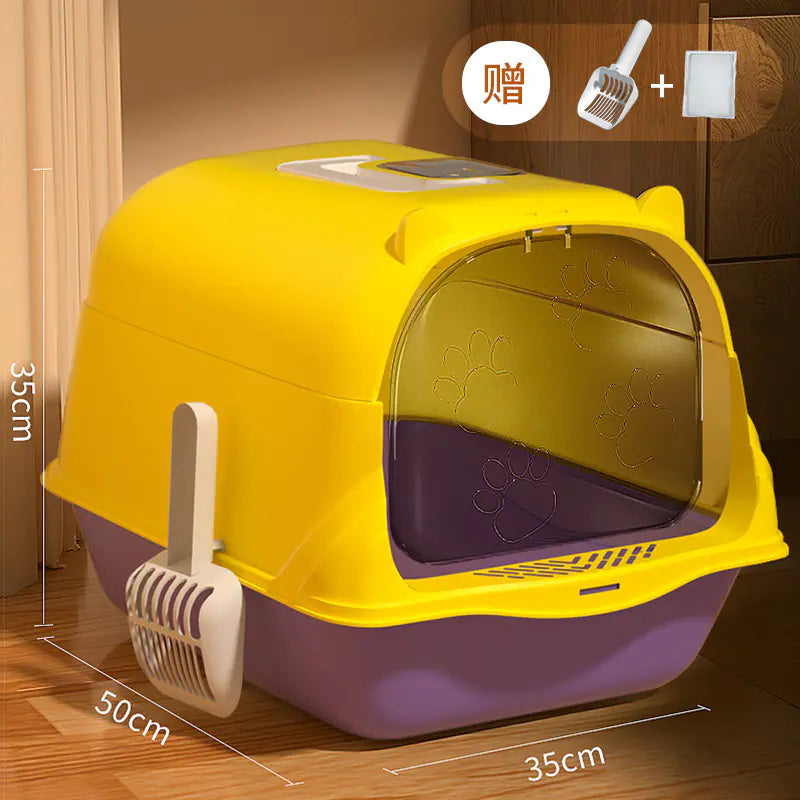 Large Enclosed Cat Litter Box with Door for Pets