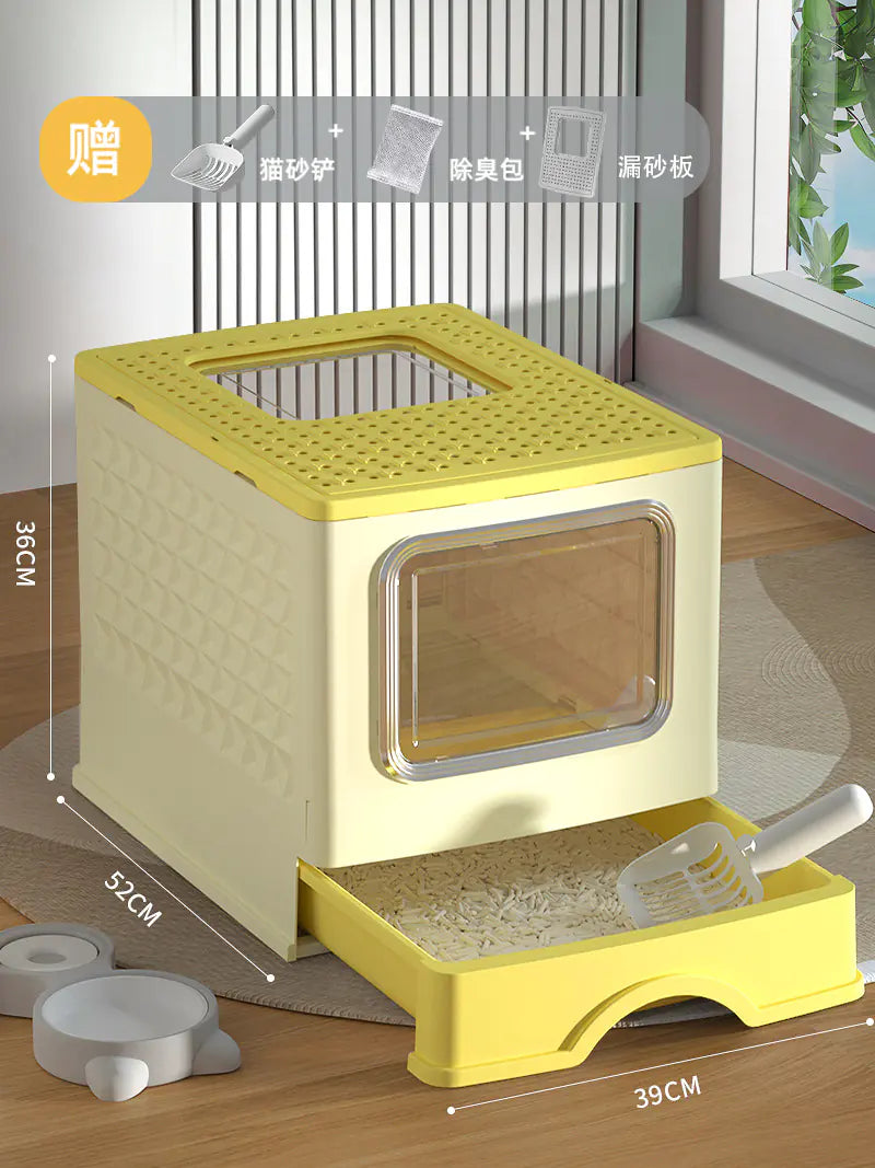 Large Enclosed Cat Litter Box with Door for Pets