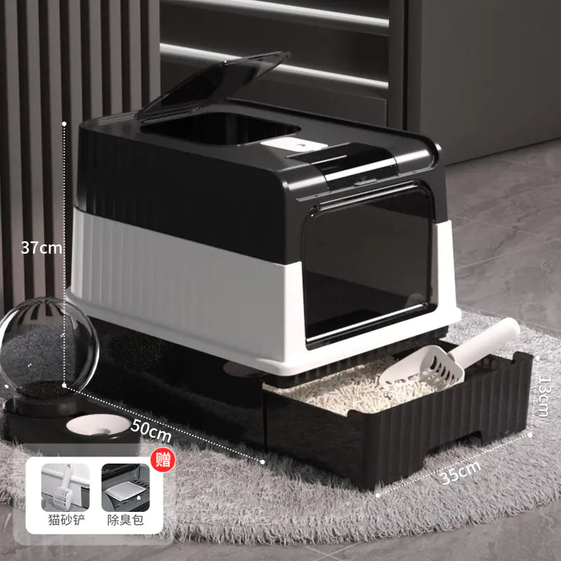 Large Enclosed Cat Litter Box with Door for Pets