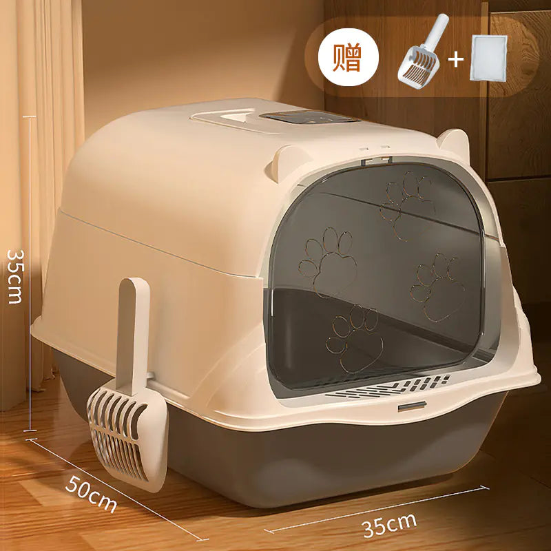 Large Enclosed Cat Litter Box with Door for Pets