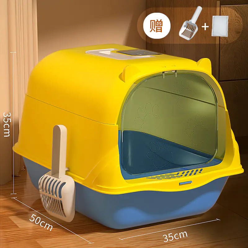 Large Enclosed Cat Litter Box with Door for Pets