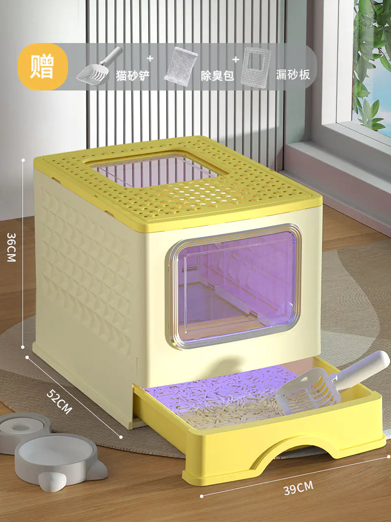 Large Enclosed Cat Litter Box with Door for Pets