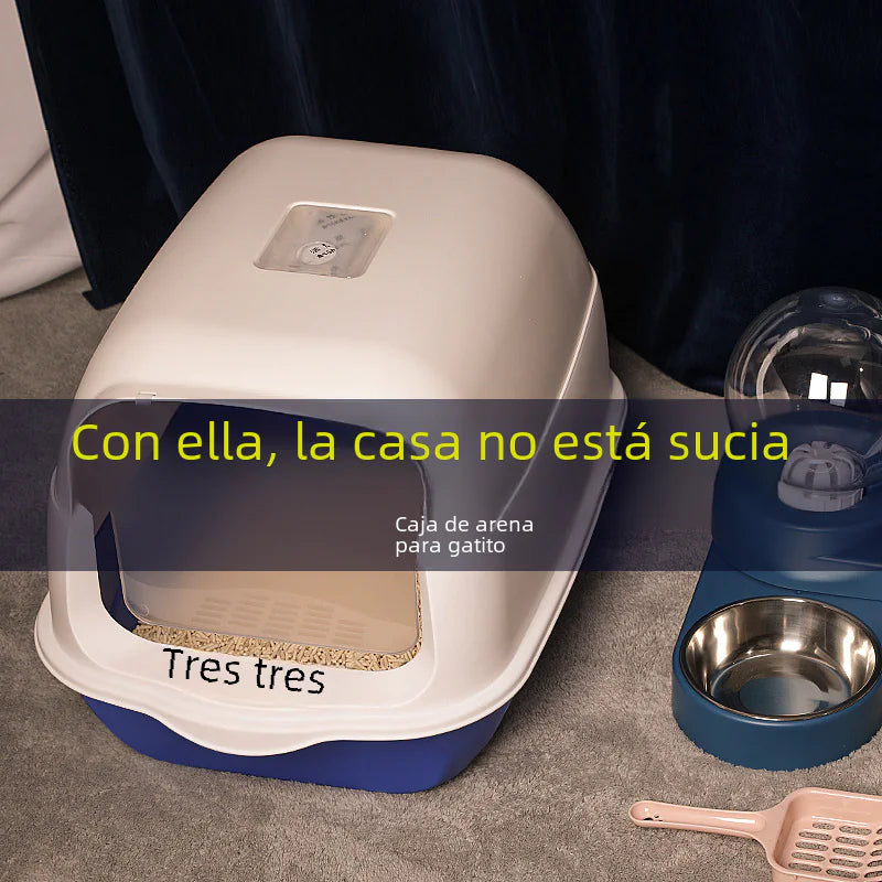 Large Enclosed Cat Litter Box with Door for Pets