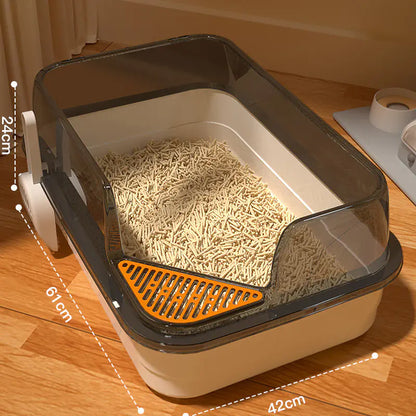 Large Enclosed Cat Litter Box with Door for Pets