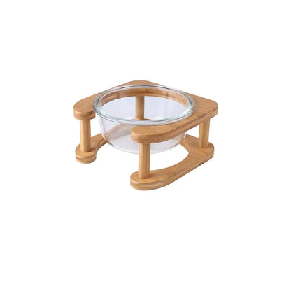 Glass Cat Bowl and Dog Bowl with Neck Support (Double)