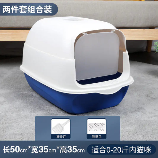 Large Enclosed Cat Litter Box with Door for Pets