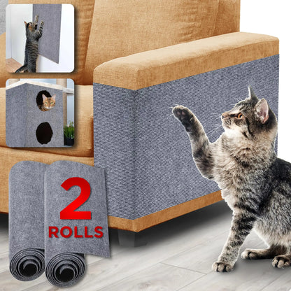 Heavy Duty Cat Scratch Deterrent Furniture Protectors for Sofa Doors Clear Couch Protectors from Cats Scratching Anti Cat Scratch Tape Guards (Grey 2pcs 394x158")