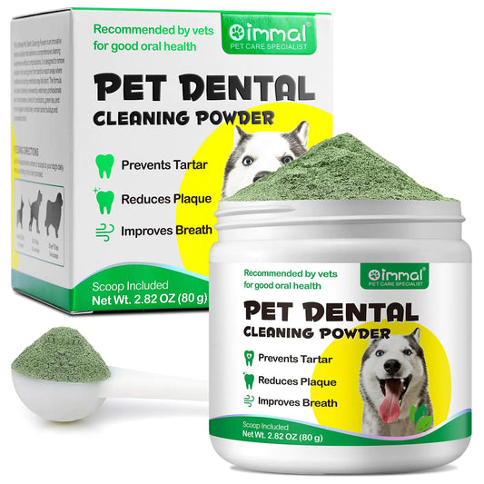 Teeth Cleaning Powder for Dog 50G Dog Dental Powder Support Teeth Cleaning Dental Powder for Dogs and Cats Breath Freshener & Teeth Stain Remover Plaque Tartar Remover for All Size Dogs Cats