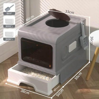 Large Enclosed Cat Litter Box with Door for Pets