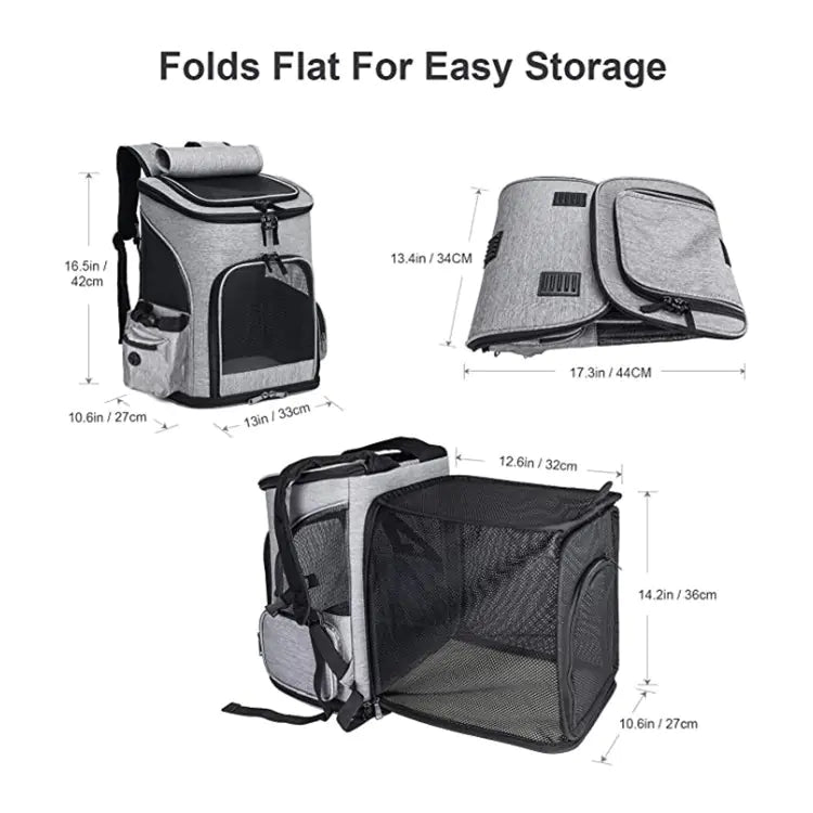 Portable Expandable Pet Backpack for Cats and Small Dogs