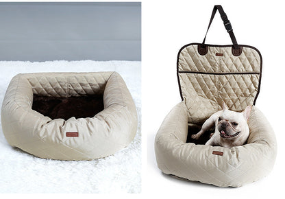 Multifunctional Pet Car Bed with Thick Cushion