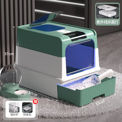 Large Enclosed Cat Litter Box with Door for Pets
