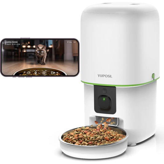 Yuposl Automatic WiFI Cat Feeders with 1080p Camera