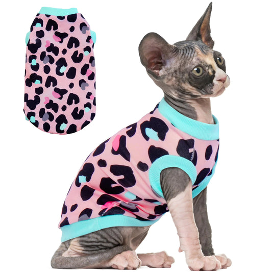 PUMYPOREITY- Pullover Cat Pajamas for Sphynx Cornish Rex Devon Rex Pink 2XL