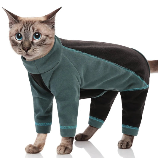 SUNFURA Sticky Hair  Cat Sweater Sphynx Hairless Cat Pajamas