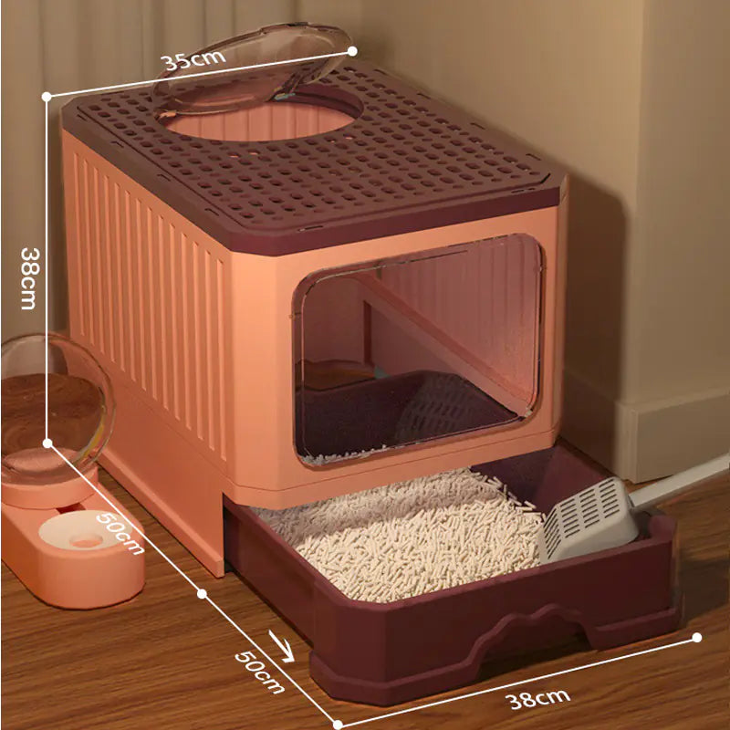 Large Enclosed Cat Litter Box with Door for Pets