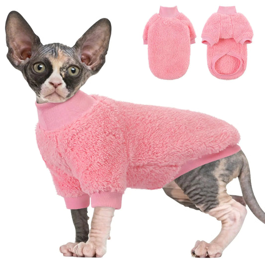 SUNFURA Sphynx Cat Sweater Hairless Cats Turtleneck Pullover Kitten Sweaters