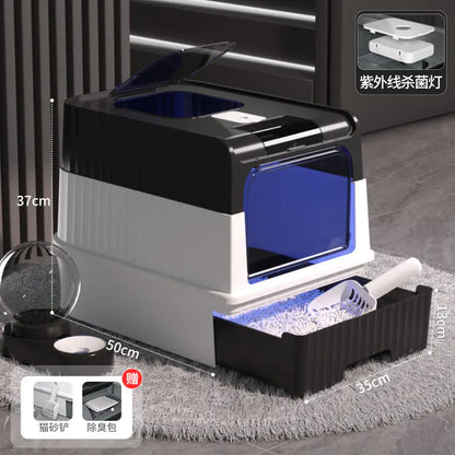 Large Enclosed Cat Litter Box with Door for Pets