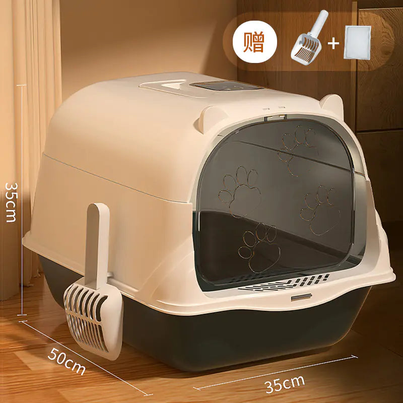 Large Enclosed Cat Litter Box with Door for Pets