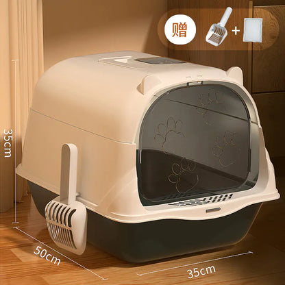 Large Enclosed Cat Litter Box with Door for Pets