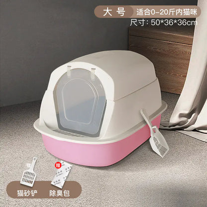 Large Enclosed Cat Litter Box with Door for Pets