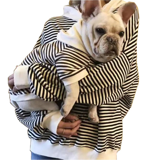Matching Dog and Owner ClothesMom Dad Dog Sweatshirt Hoodie Separately Sold Striped Dog Sweaters for Small Dogs CatsCat Dog Birthday Christmas Outfits (Owner-Black Owner-L)