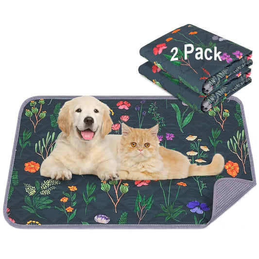 Washable Reusable Dog Pee Pads (2-Pack) – Super Absorbent, Waterproof Training Pads for Potty, Crate, Sofa & Car, 18x24