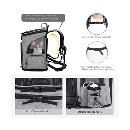 Portable Expandable Pet Backpack for Cats and Small Dogs