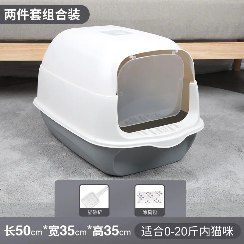 Large Enclosed Cat Litter Box with Door for Pets